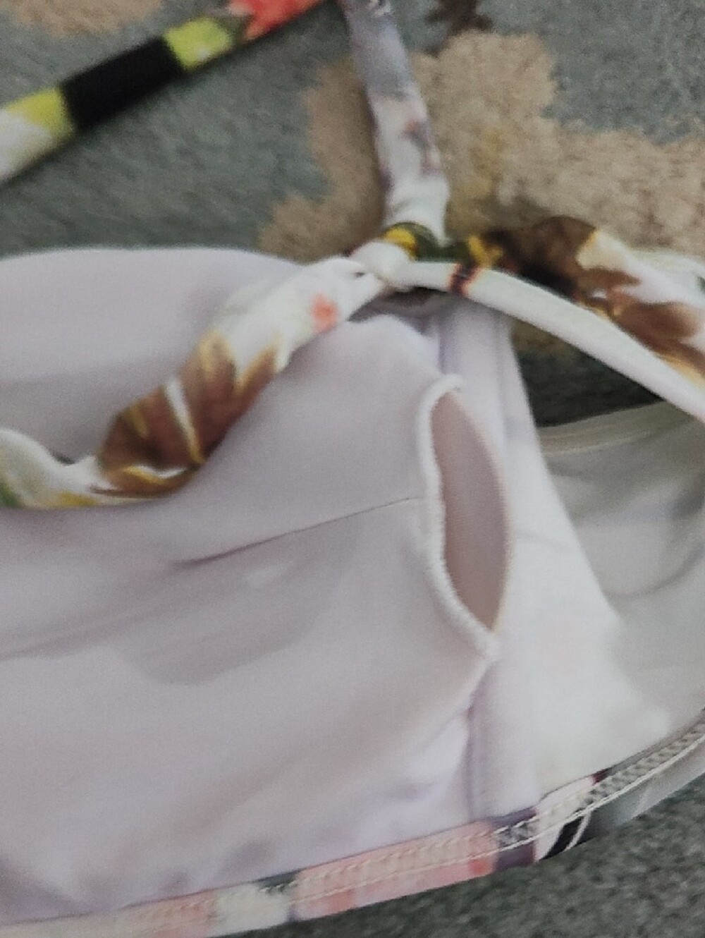 Floral Watercolor Bandeau Bikini Set - White/Pastel - Picture 7 of 9